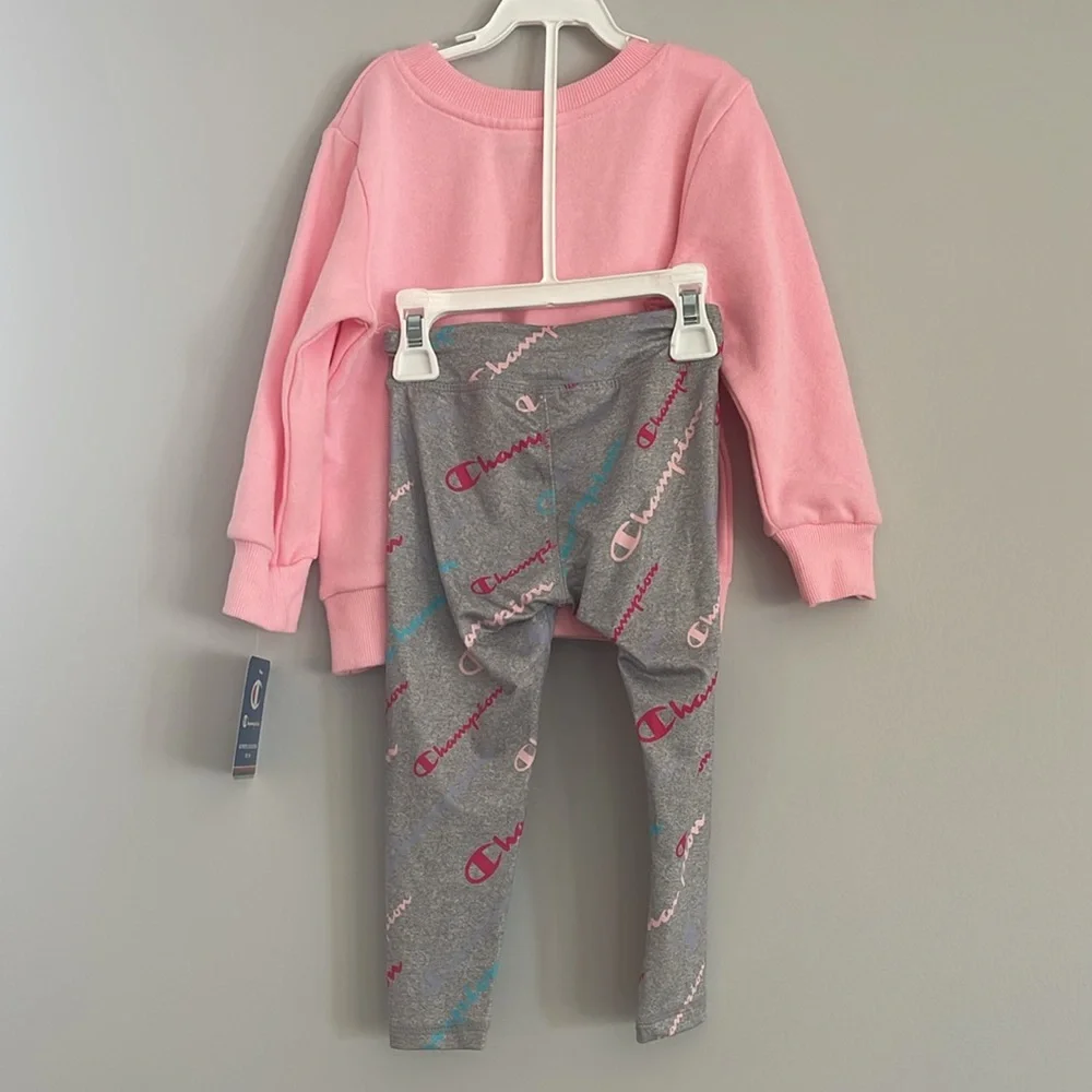 NWT Champion Girls Two Piece Set Fleece Crewneck Leggings Logo 24 months Fall - Picture 2 of 7